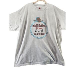 Hanes Mens T-Shirt Gray Size XL Cotton Blend Short Sleeve Pullover Team & Calf